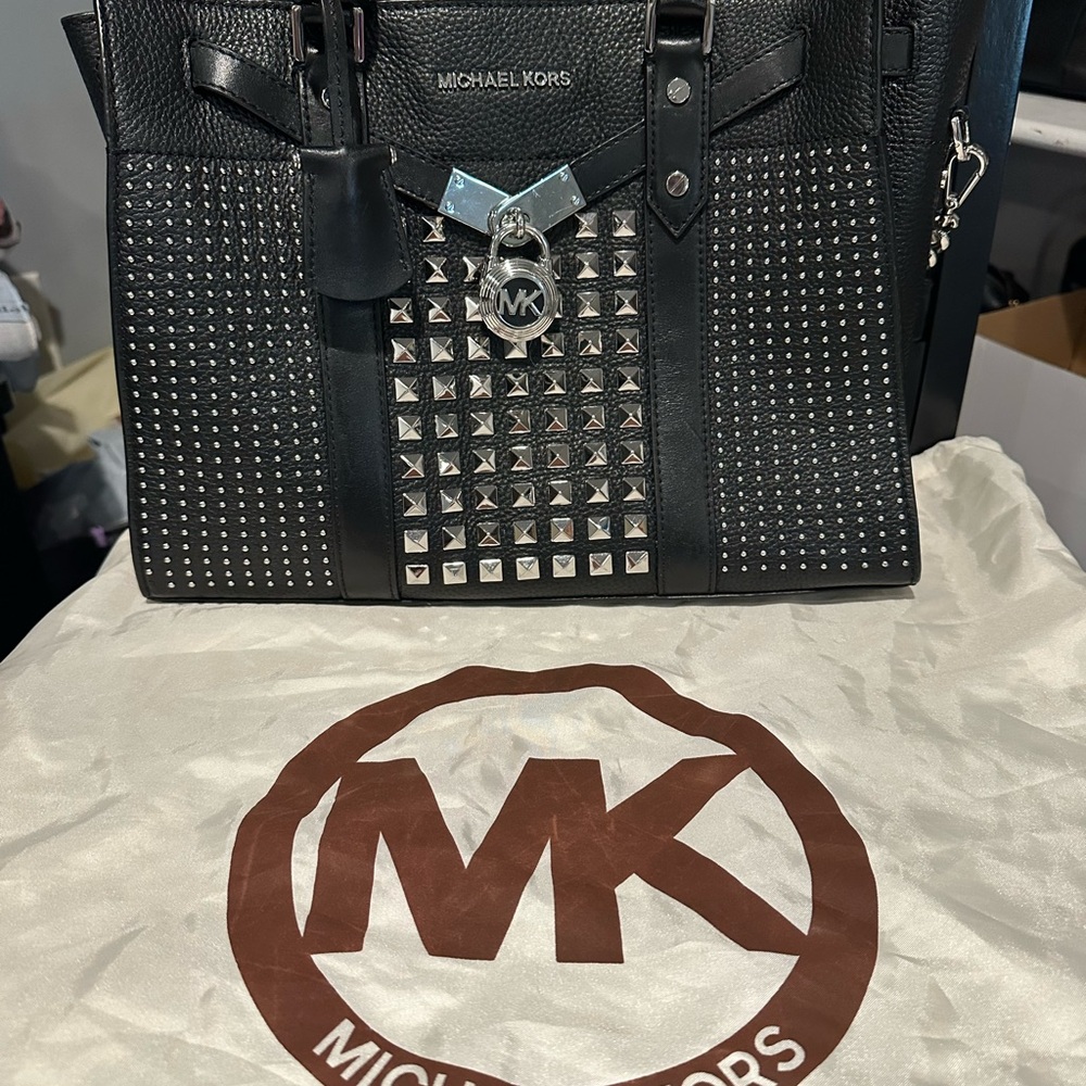 Michael Kors Black Hamilton with Silver Accents and Dust Bag